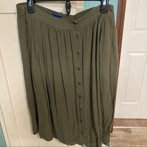 Simply Styled Army Green Button Down Midi Skirt